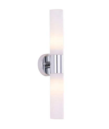 VARA: Interior Tubular Up/Down Opal Glass Wall Light - Chrome