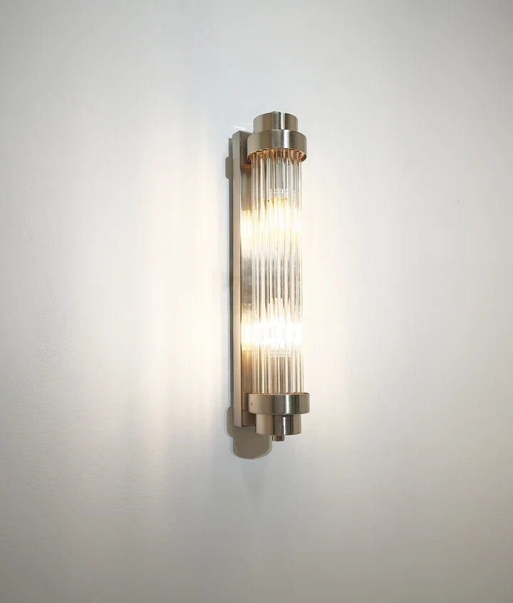 VARILLAS: Interior Up/Down Clear Glass Rod Wall Light - Chrome