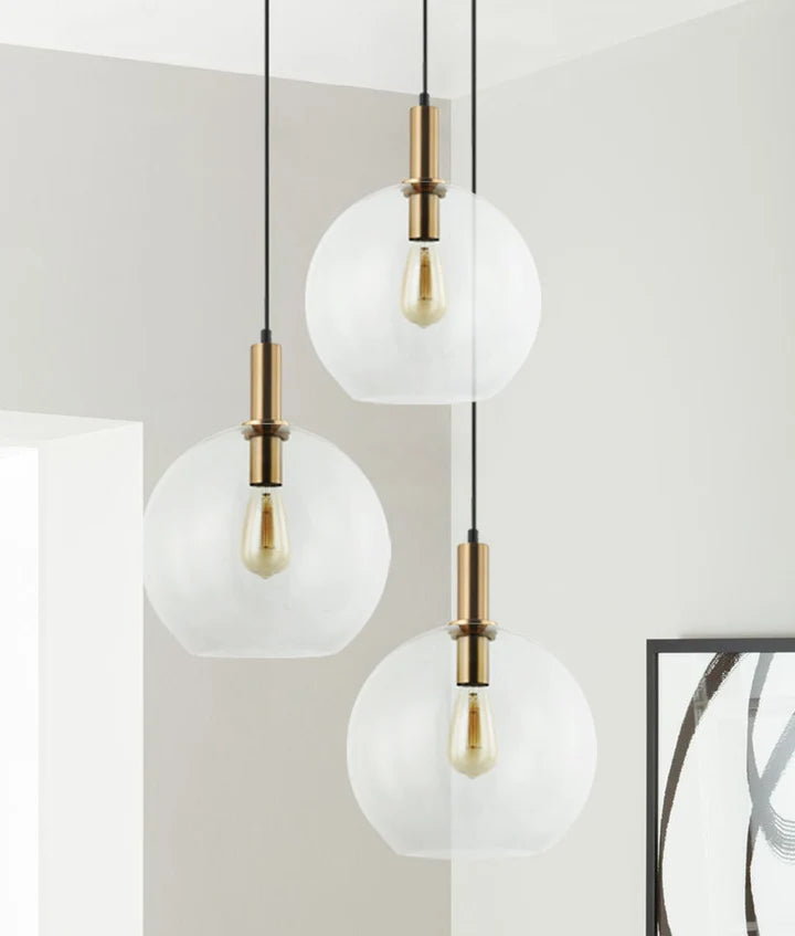 PATERA: Interior Glass with Extended Bronze Highlight Pendant Light - Clear