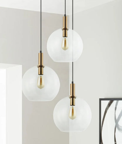 PATERA: Interior Glass with Extended Bronze Highlight Pendant Light - Clear