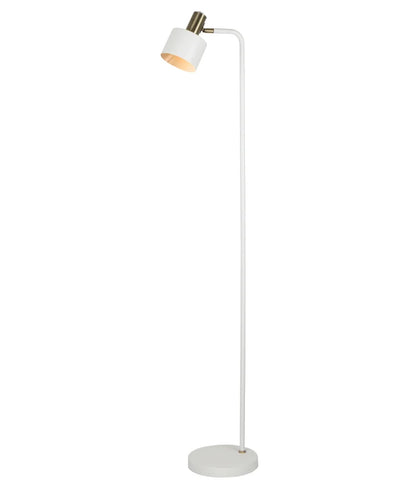 FLOTAR: Interior Cylinder Iron Shade with Antique Brass Highlight Floor Lamp - White