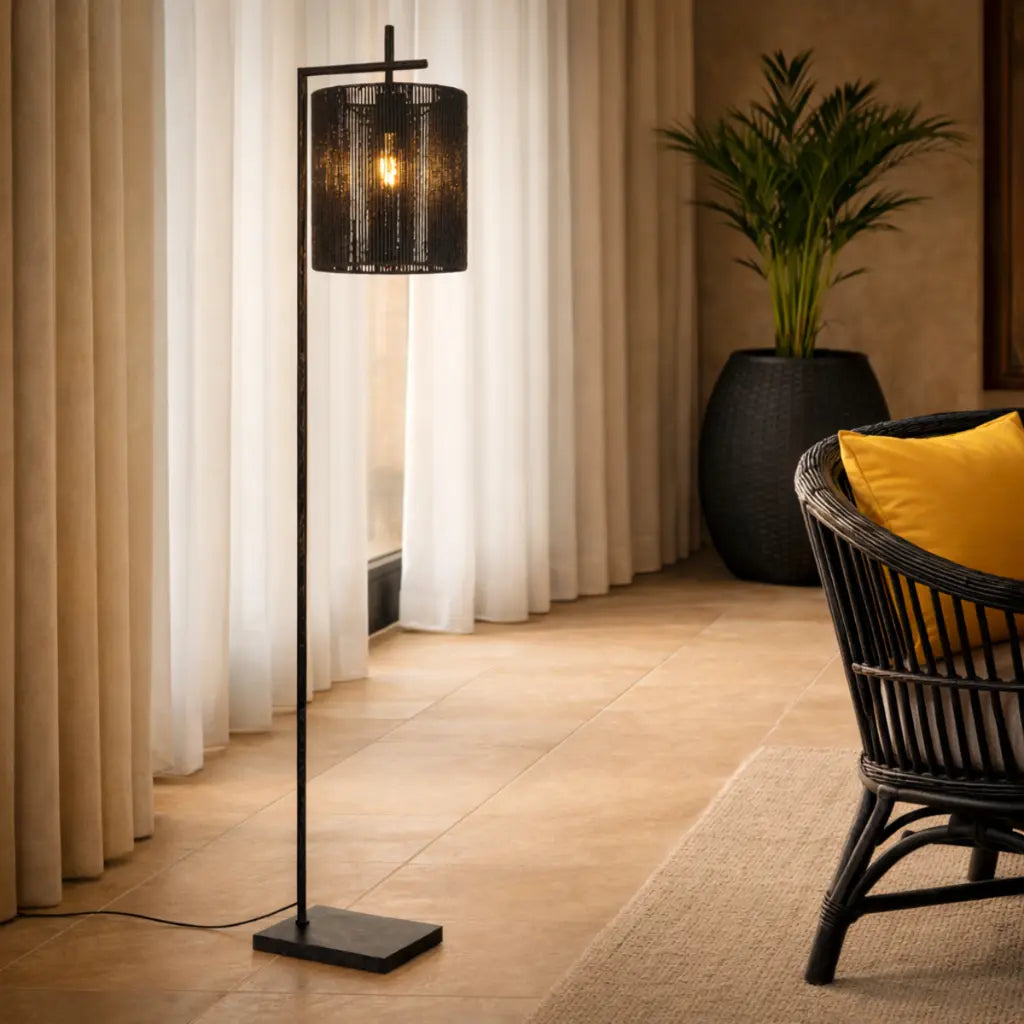 LYNDRA Floor Lamp - Gun Metal/Black