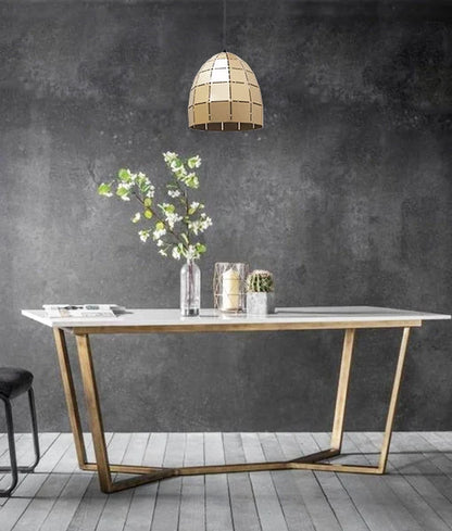 ARMIS4: Retro Tiled Ellipse Shape Pendant Lights - Champagne Gold