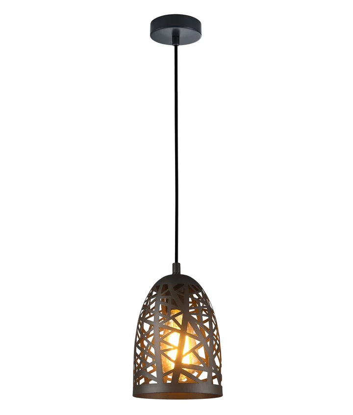 ESCAMA: Interior Iron Cage Ellipse Pendant Light - Black