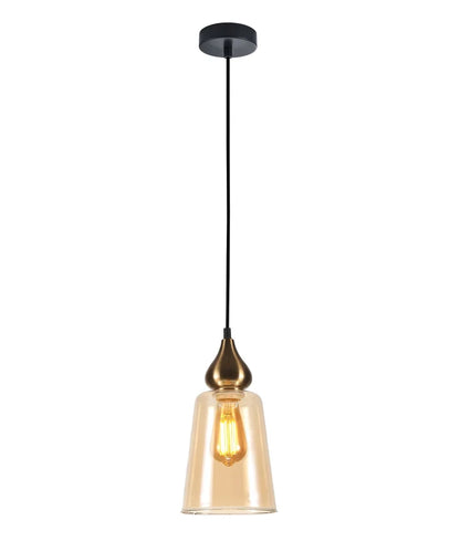 JEREZ: Modern Bronze Amber Ellipse Glass Flat Top Pendant Light