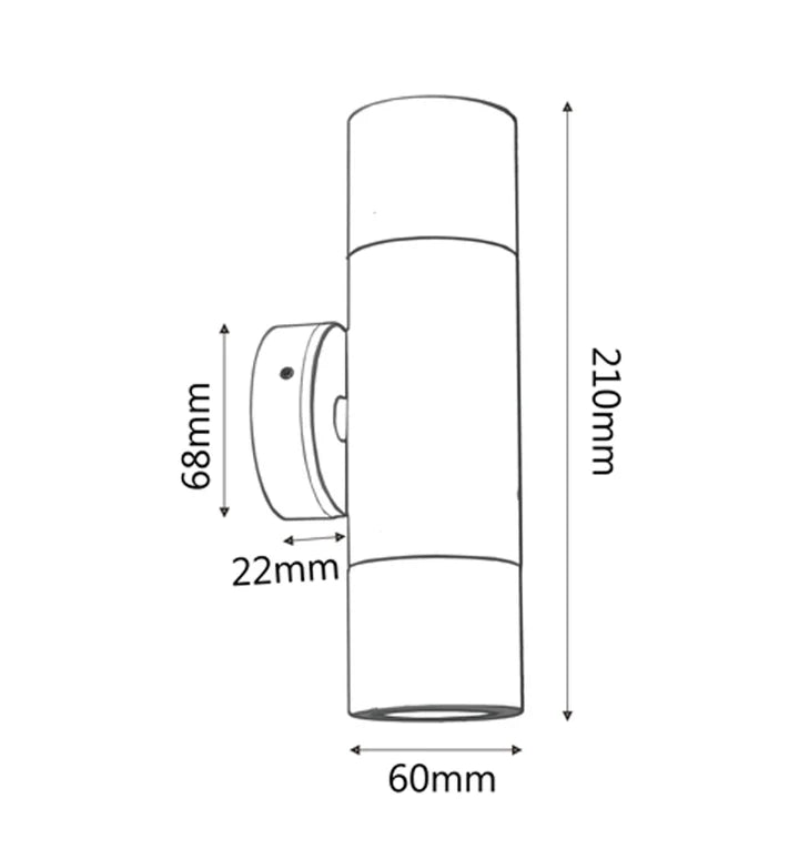 GU10 Exterior Wall Pillar Spot Lights (Black Aluminium) IP65 - Up/Down