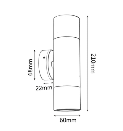 GU10 Exterior Wall Pillar Spot Lights (Black Aluminium) IP65 - Up/Down