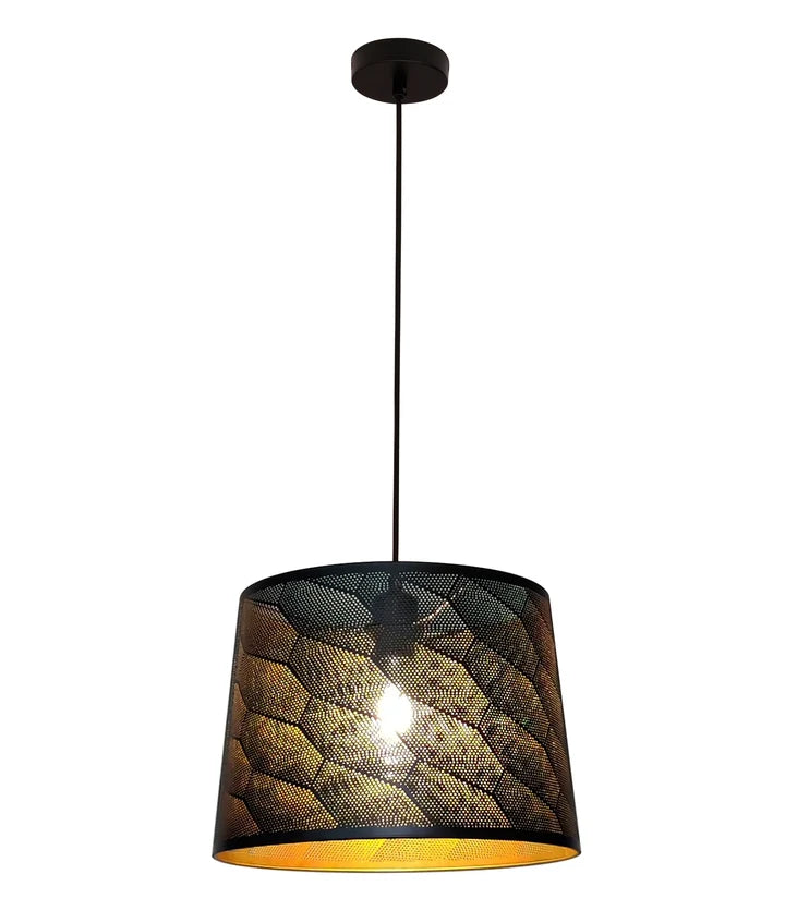 PENSHADE: Interior Slanted with Honeycomb Pattern Laser Cut Pendant Lights - Black