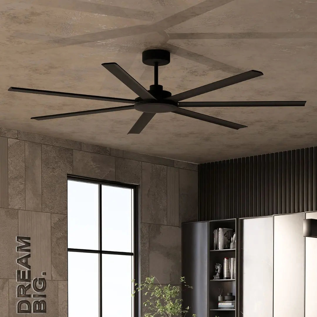 Calibo Alula 80" (2032mm) 7 Blade Indoor/Outdoor DC Ceiling Fan & Remote - Black