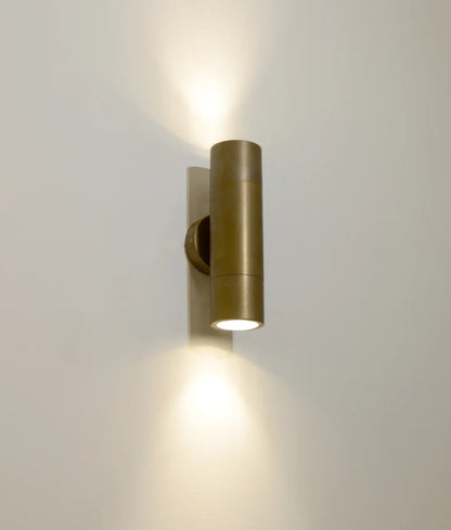 GU10 Exterior Wall Pillar Spot Lights (Aged Brass) IP65 - Up/Down