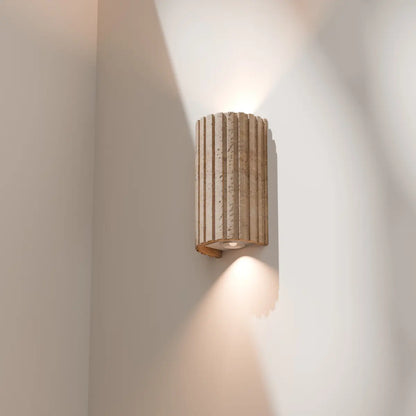 Calibo Orville Travertine Reeded Up/Down LED Wall Light - Natural