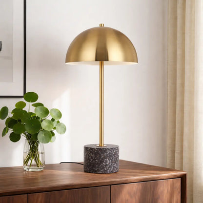 DOMEZ Table Lamp - Black Terrazzo/Antique Gold