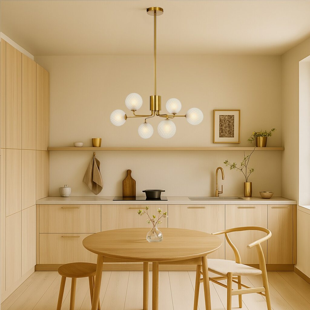 FELTON 6 Pendant Light - Antique Gold/Frost Tear