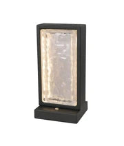 ZEIGEL: Interior LED Rectangular Textured Ice Glass Diffuser Table Lamp - Satin Black Housing