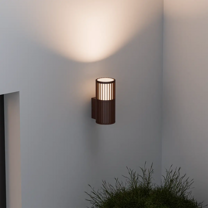 Calibo Bright Cylinder Outdoor LED Wall Light with Linear Fin Detailing - Black