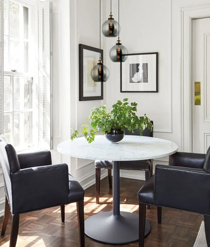 PESINI: Interior Wine Smokey Black Glass & Antique Brass Highlight Pendant Light