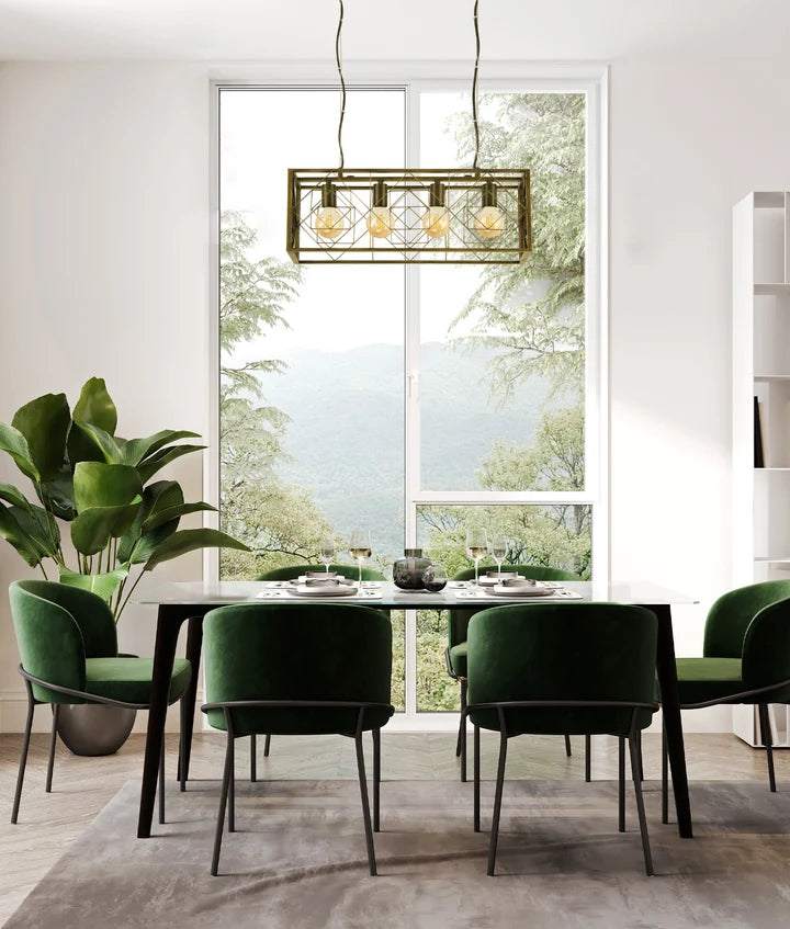 GAGGIA: Interior Rectangular Imitation Antique Brass Cage Pendant Light