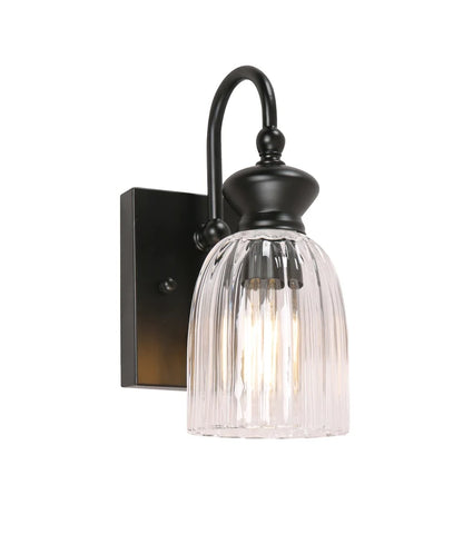 SINO: Interior Ellipse Single Clear Glass Shade Wall Light - Black