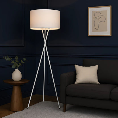 DENISE Floor Lamp - White/Wheat