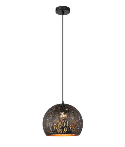 BOTANICA: Bohemian Embossed Dome Shape Pendant Light - Black