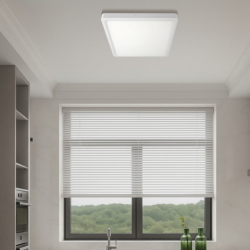 LUNOS 40CM 30W 3CCT Square LED Oyster Dimmable Ceiling Light - White
