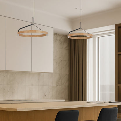 TRUVON 40CM Pendant Light - Black/Oak
