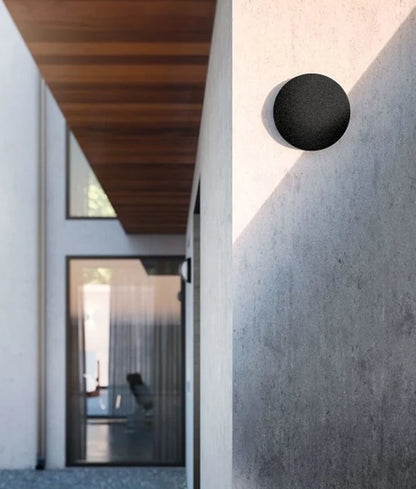 SHADOWTRI: Exterior LED Tri-CCT Round Backlit Wall Lights IP65 & IK08 (Diam: 250mm) - Black
