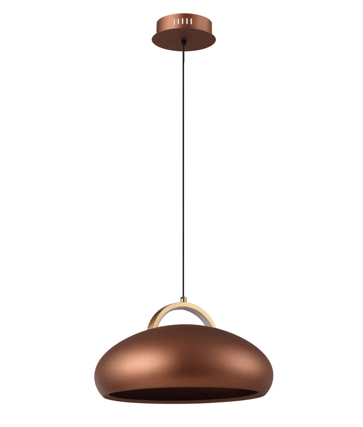 KUPOL: Interior LED Tri-CCT Dome with Brass Highlight Pendant Lights - Coffee