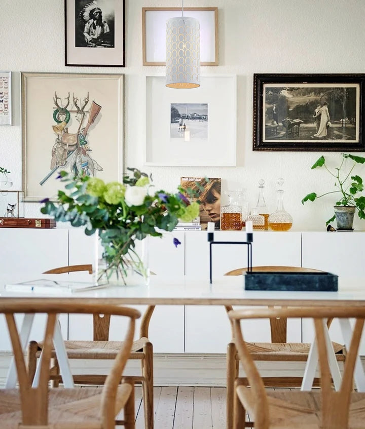 MODELLO: Modern Embossed Oblong Shape Pendant Light - White
