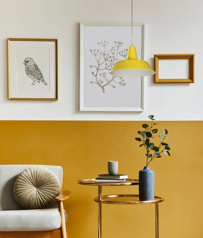 DIVO: Industrial Scandinavian Retro Dome Pendant Light - Yellow