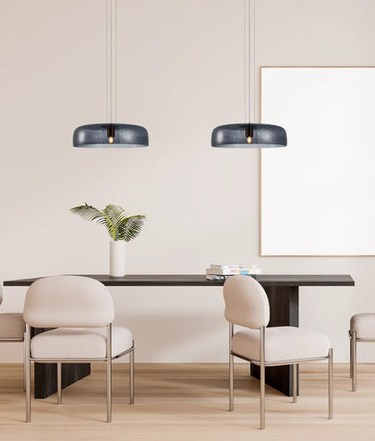 GELATINA: Interior Dome Glass with Brass Highlight Pendant Lights - SMOKEY BLACK
