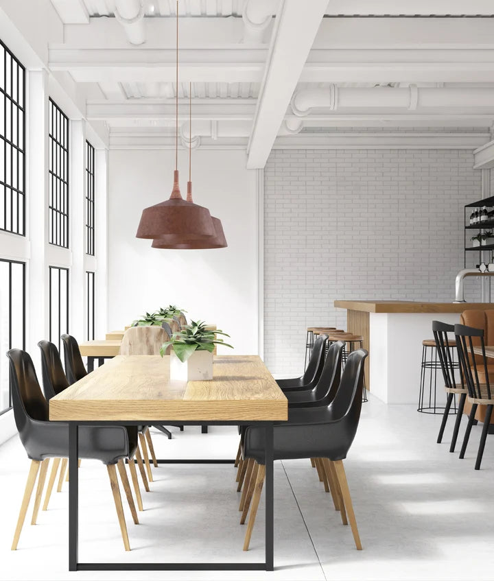 OXIDO: Interior Rustic Brown with Travertine Highlight Angled Dome Pendant Light - OD 550mm