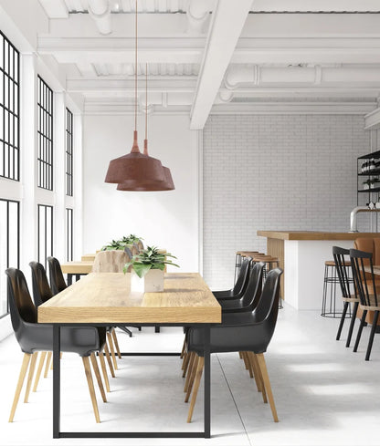 OXIDO: Interior Rustic Brown with Travertine Highlight Angled Dome Pendant Light - OD 550mm