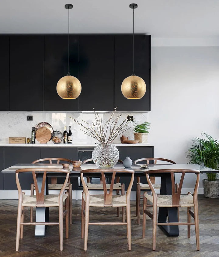 ROCHE: Interior Wine Glass Shape Matte Gold Glass Pendant Light