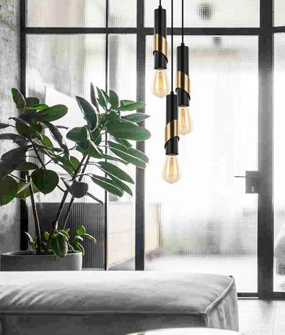 GOLDA: Interior Tube Pendant Lights - Diagonal Antique Brass plate