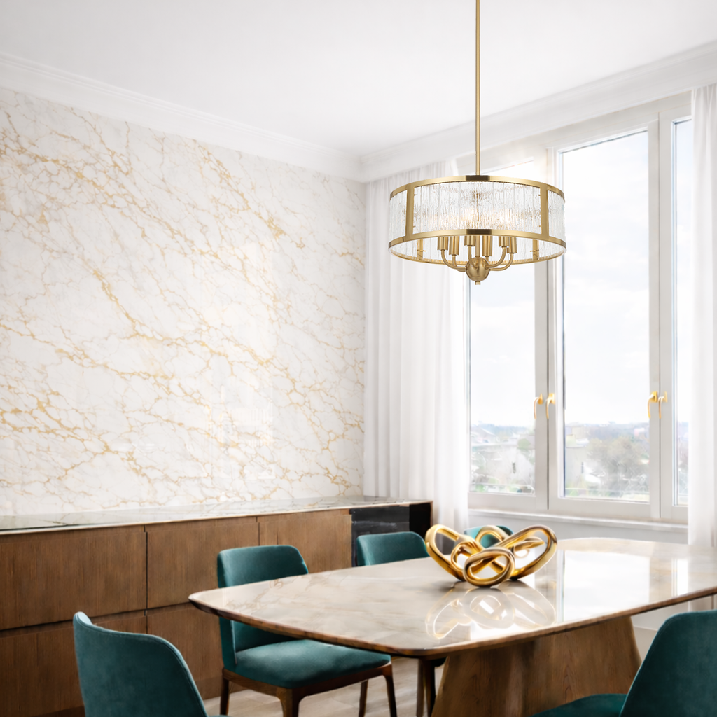 NOREL 6 Pendant Light - Antique Gold / Clear