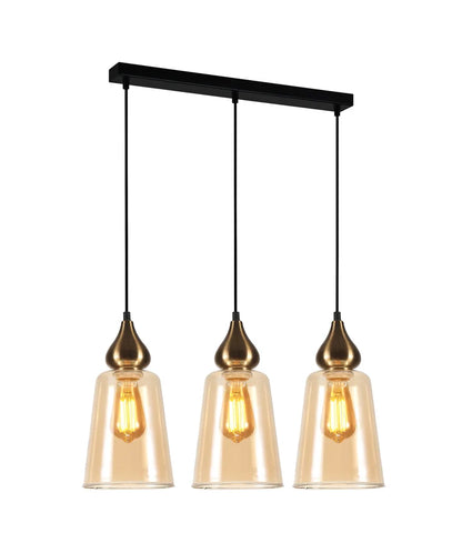 JEREZ2X3S: Bronze Amber Ellipse Glass Flat Top Pendant Light