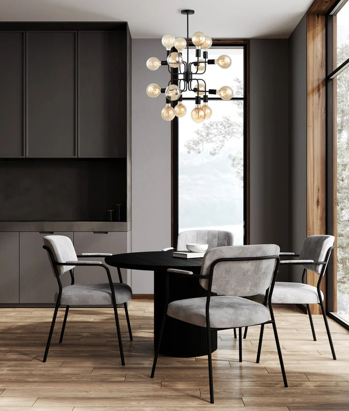 HEXADE: Interior Modern Abstract 16 Lamps Pendant Light - Matte Black