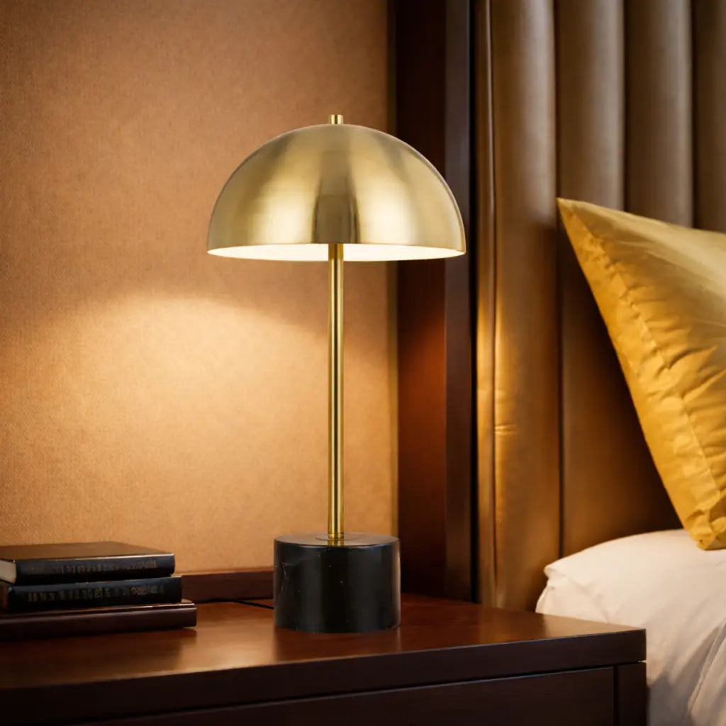 DOMEZ Table Lamp - Black Marble/Antique Gold