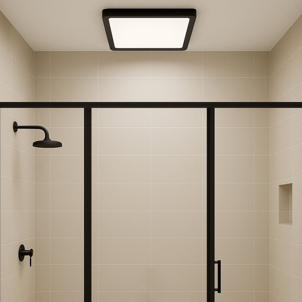 LUNOS 40CM 30W 3CCT Square LED Oyster Dimmable Ceiling Light - Black