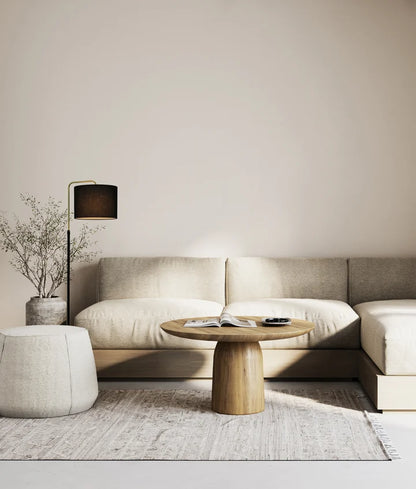 ARRIBA: Drum Shade with Marble Base Height Adjustable Floor Lamp - Black