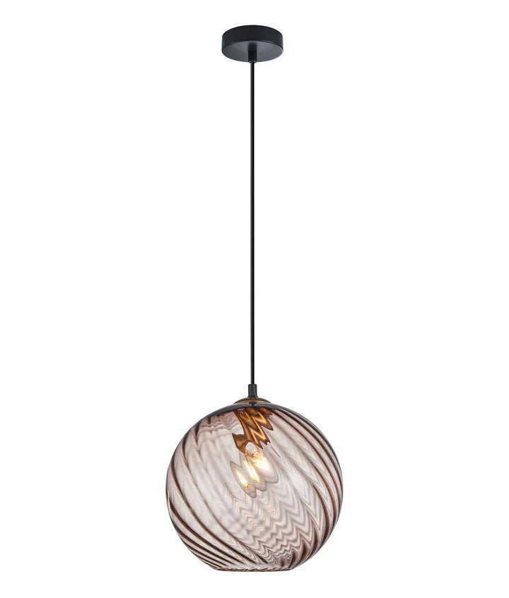 ESPIRAL: Interior Wine Glass COFFEE Shade Wavy Finish Round Pendant Lights