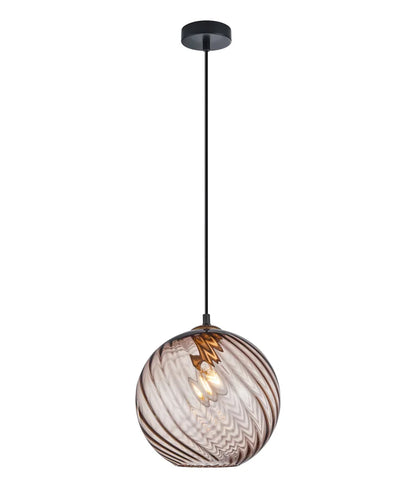 ESPIRAL: Interior Wine Glass COFFEE Shade Wavy Finish Round Pendant Lights