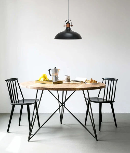 NARVIK: Industrial Scandinavian Dome Shape With Copper Plating Pendant Light - Matte Black