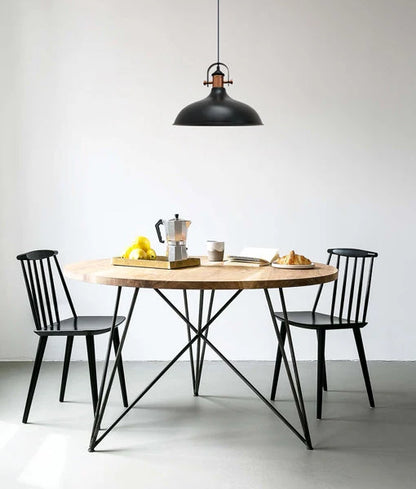 NARVIK: Industrial Scandinavian Dome Shape With Copper Plating Pendant Light - Matte Black