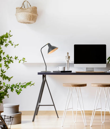 COLLO: Cone Shade with Antique Brass Highlight Table Lamp - Matte Black