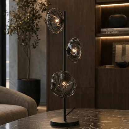 ZECCA 3 Light Table Lamp - Black/Smoke