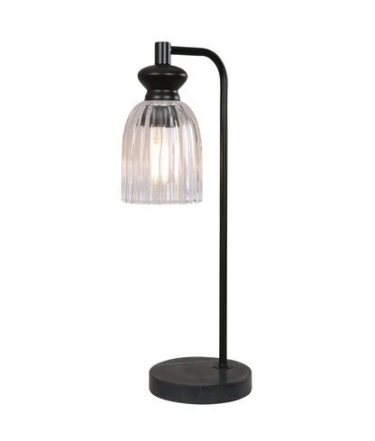 SINO: Interior Ellipse Black Highlight & Clear Glass Shade Marble Base Table Lamp