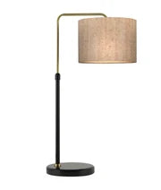 ARRIBA: Drum Shade with Marble Base Height Adjustable Table Lamp - Cork