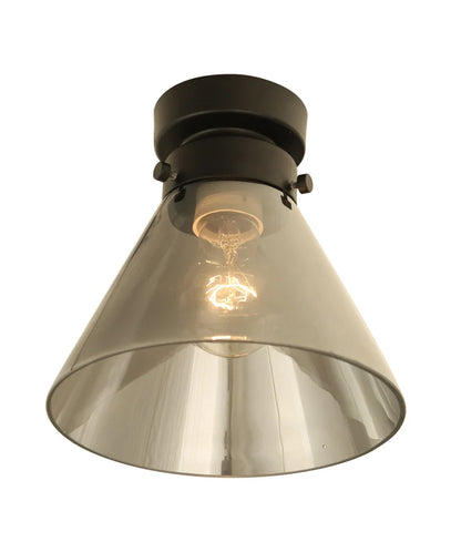 D.I.Y. Batten Fix Ceiling Lights - Small Cone Shape Fixtures (Smokey Black Glass & Black Batten)